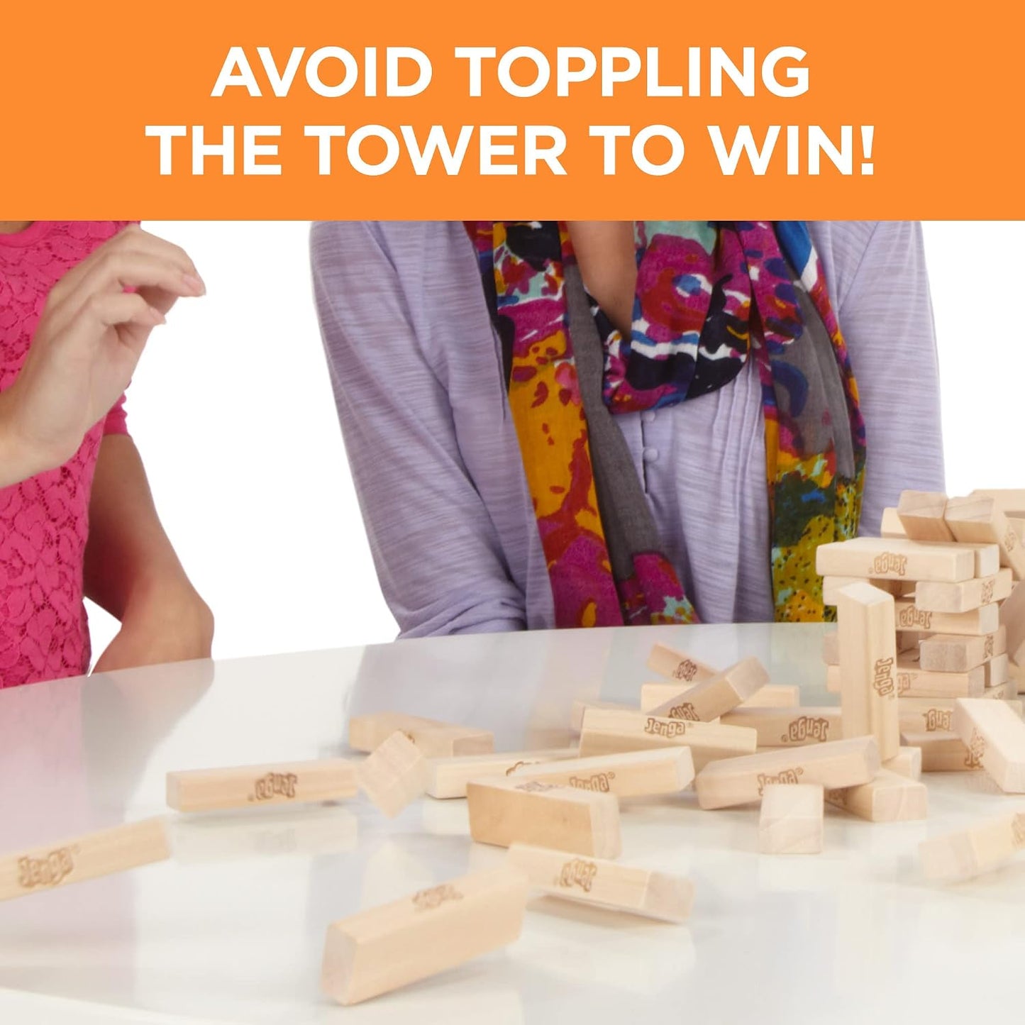 HotHasbro Gaming Jenga Wooden Blocks Stacking Tumbling Tower Game | Party Games for Kids & Families | Stocking Stuffers | Ages 6+ (Amazon Exclusive)