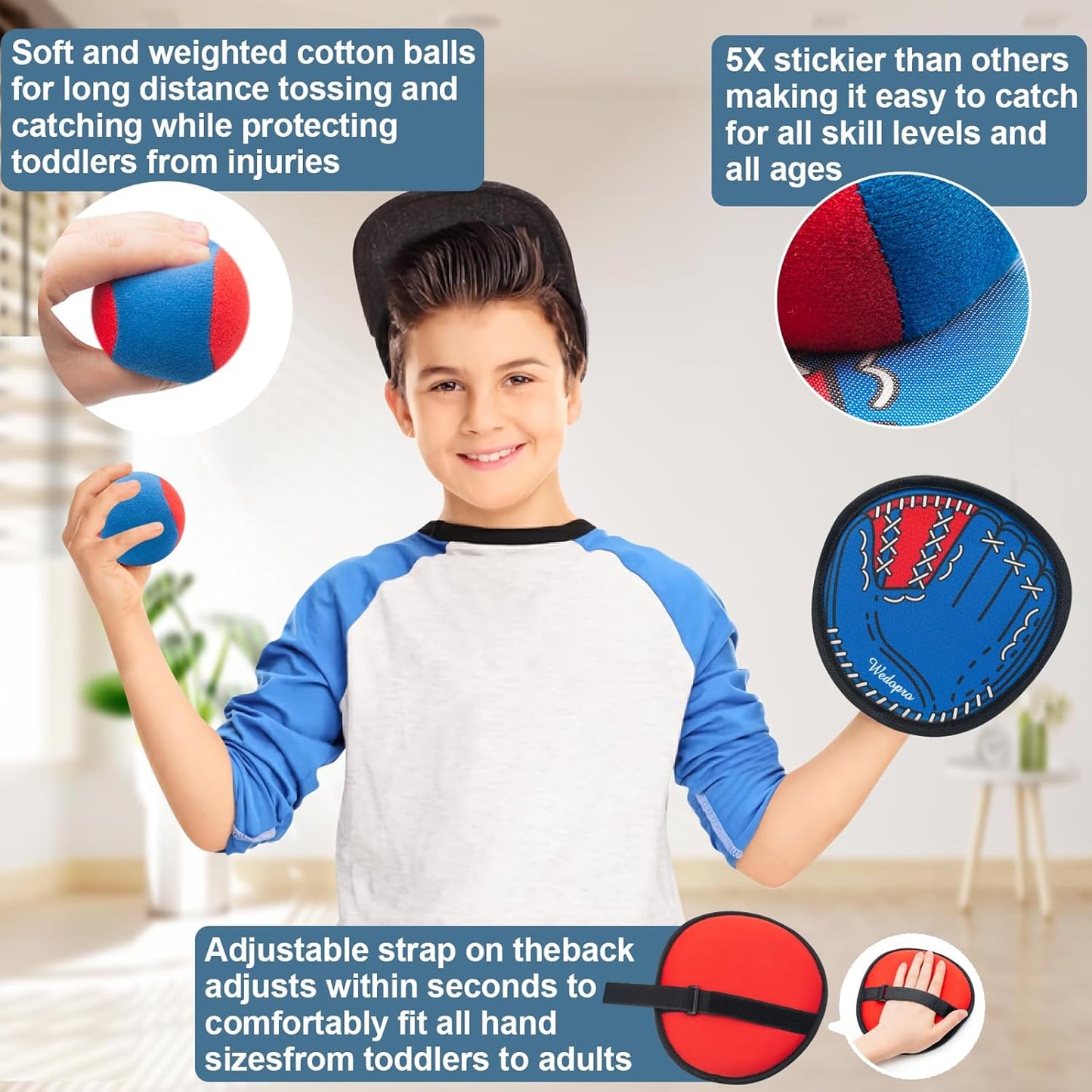 HotToss and Catch Ball Game, Kids Toddler Baseball Glove & Catch Ball Toys, Outdoor Games for Family, Toys for Beach Yard Pool Outside, Birthday Easter Gift for Ages 3 4 5 6 7 8-12 Year Old Boys Girls