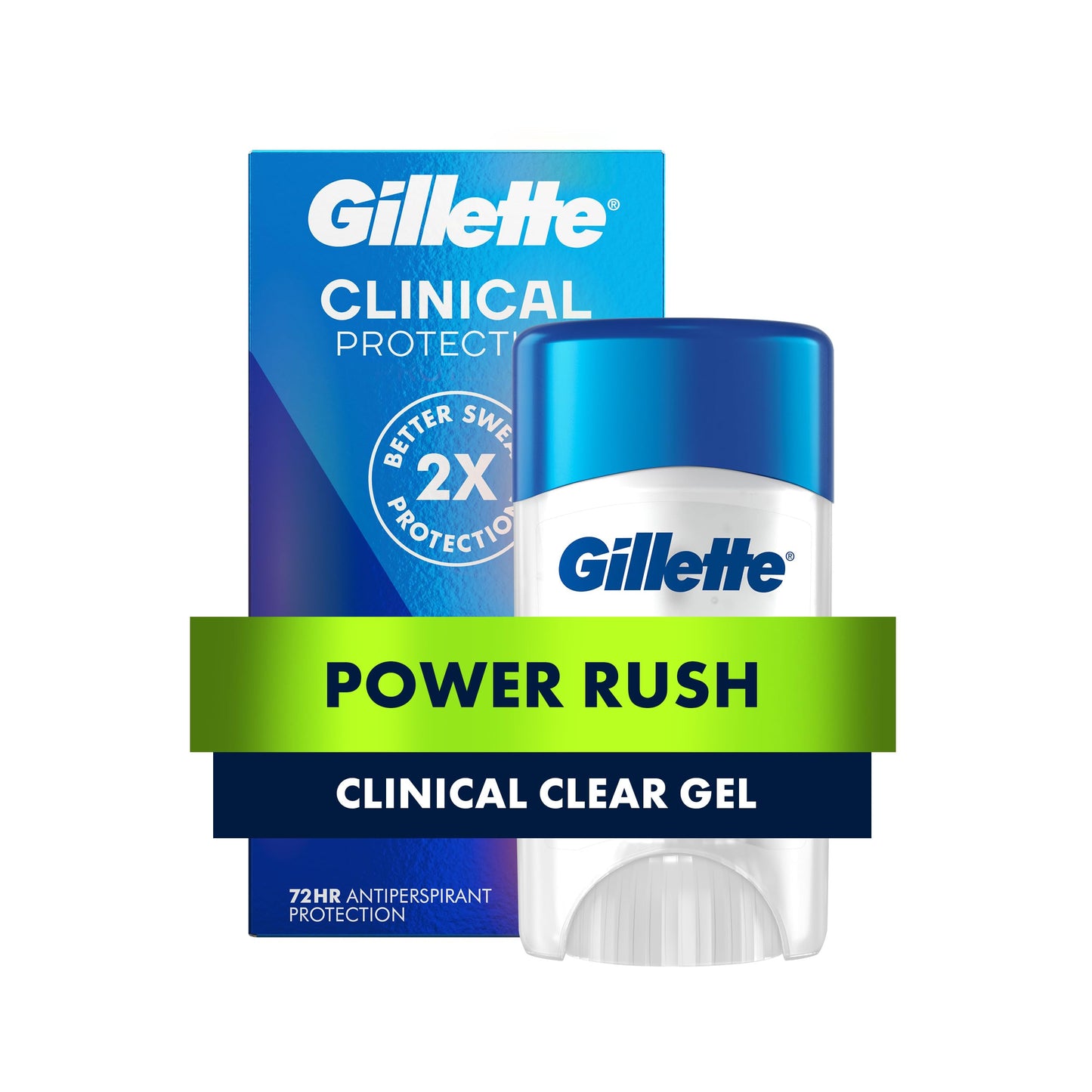HotGillette Clinical Antiperspirant and Deodorant for Men, 100HR Clinical Strength Sweat & Odor Protection, Long Lasting Freshness, Anti-White Mark Technology, Clear Gel, Cool Wave Scent, 2.6 oz