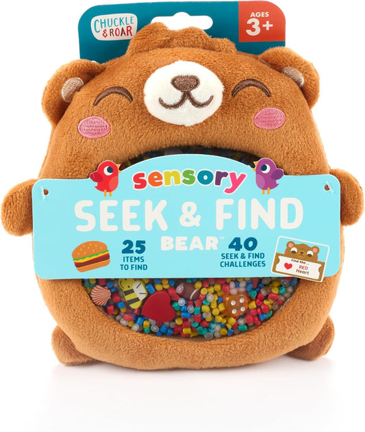 Hot Chuckle & Roar Sensory Seek & Find Scavenger Hunt Bear – Plush Travel Toy with Hidden Objects, 40 No-Reading Challenge Cards, Sensory Activity for Focus & Calm, Toddler Gift Ages 3+