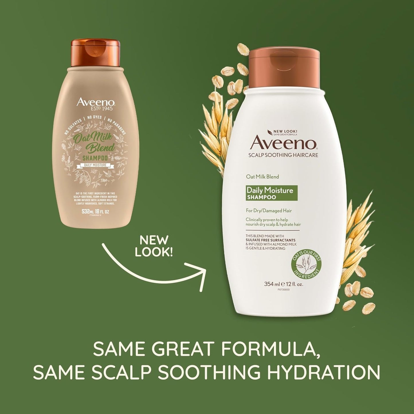 HotAveeno Oat Milk Blend Moisturizing Shampoo, Ultra-Hydrating, for Dry, Damaged Hair, 12 fl oz