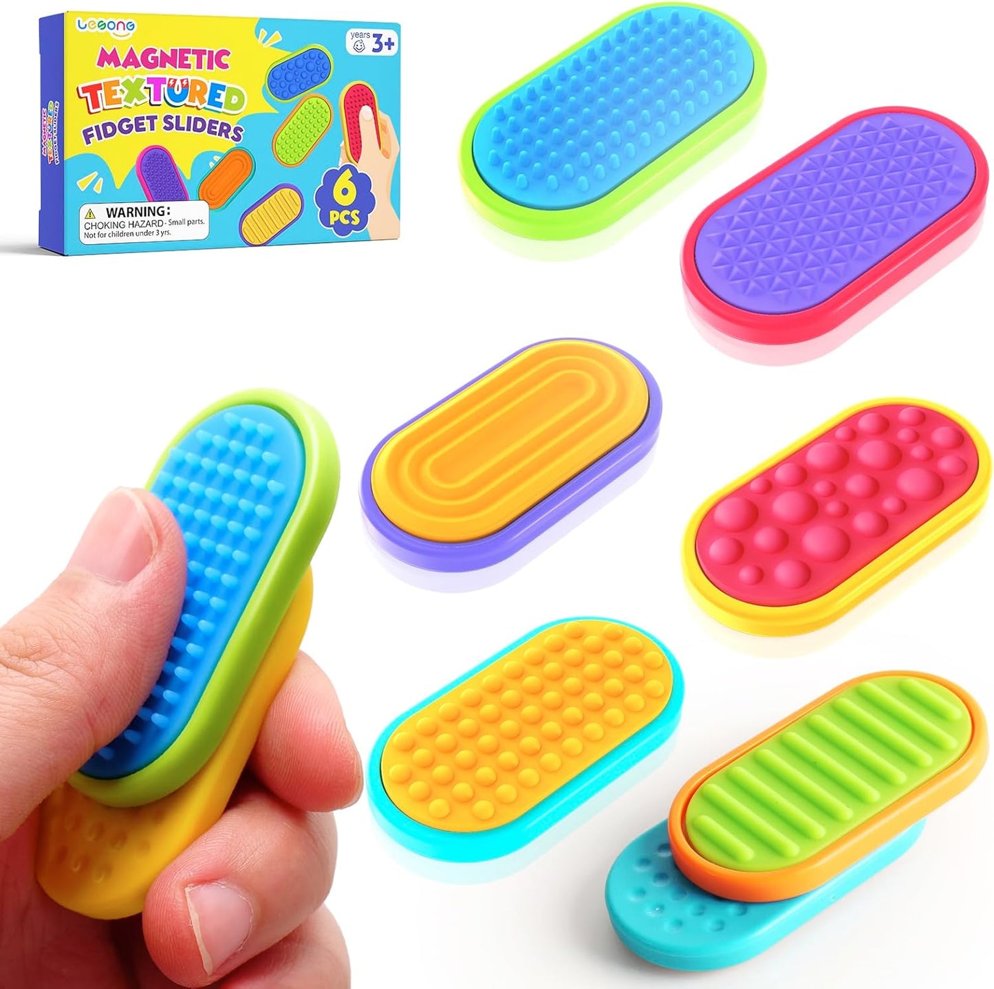Hot Sensory Fidget Magnet Toys for Kids: Silicone Magnetic Sliders Stress Fidgets for Autism, Stress Small Texture Fidget Toys for Classroom Prizes, Adults Office Desk / Portable Travel Must Haves, Gifts