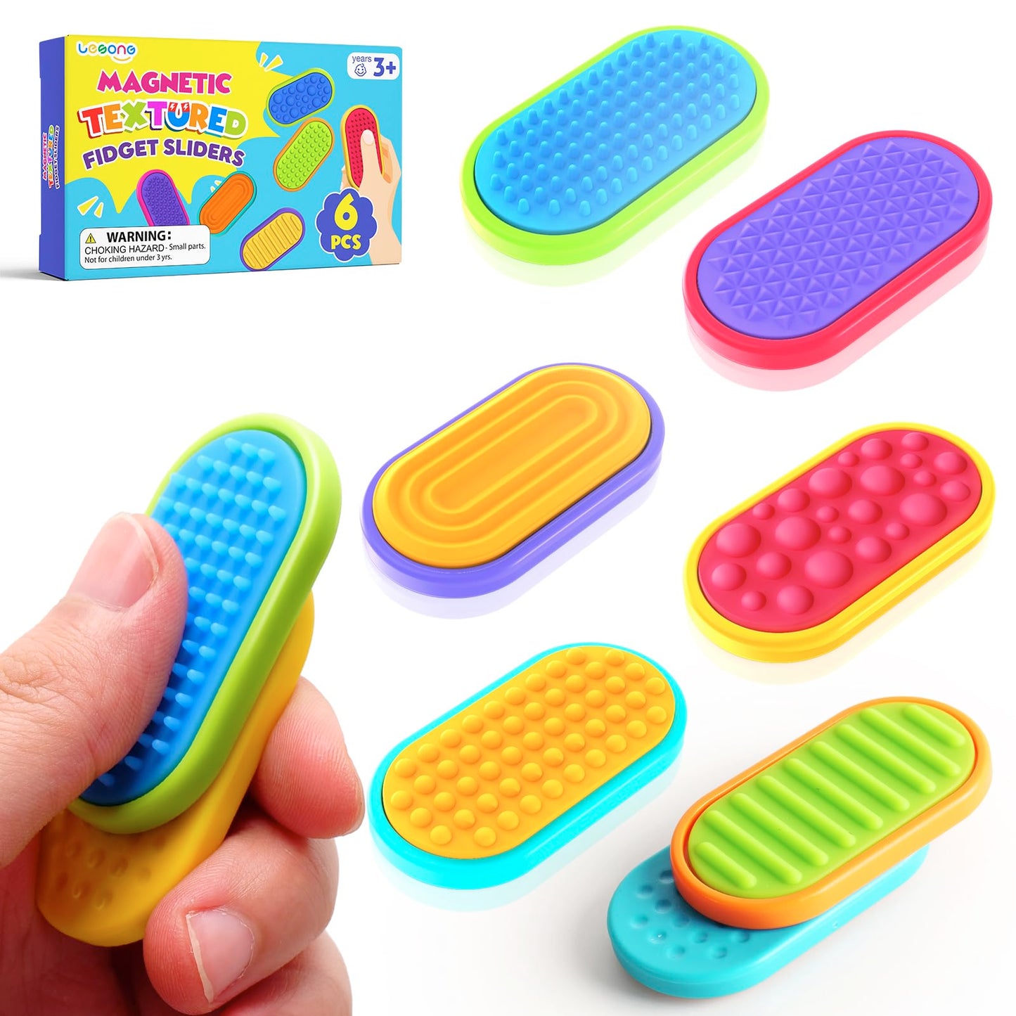 Hot Sensory Fidget Magnet Toys for Kids: Silicone Magnetic Sliders Stress Fidgets for Autism, Stress Small Texture Fidget Toys for Classroom Prizes, Adults Office Desk / Portable Travel Must Haves, Gifts