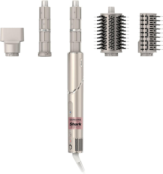HotShark FlexStyle | Air Multi-Styler & Drying System | Hair Dryer Brush for Blowouts with Coanda Auto- Wrap Curlers, Oval & Paddle Brush & Concentrator Attachment | Stone | HD430