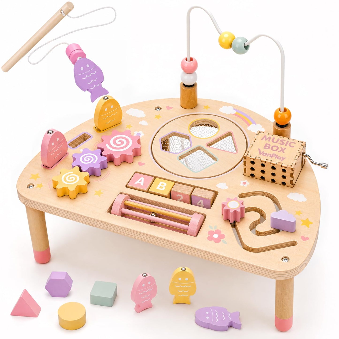 Hot Activity Table for 1 Year Old, Montessori Toys for 1 2 Year Old Girls Boy Gifts, 8 in 1 Wooden Sensory Play Table for Toddler 1-3, Learning Toys for Baby 12-18 Months 1st Christmas Birthday Gifts