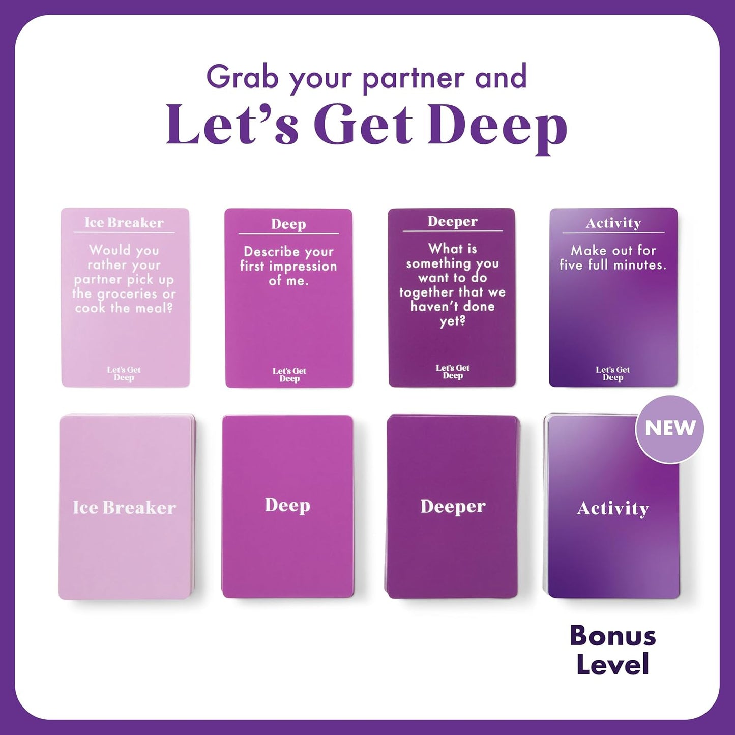 HotLet's Get Deep by Relatable, A Question Card Game for Couples, Great for Date Night Ideas, Couples Gifts, Wedding Gifts, and Long Distance Relationship Gifts, Includes 200 Cards to Build Up Intimacy