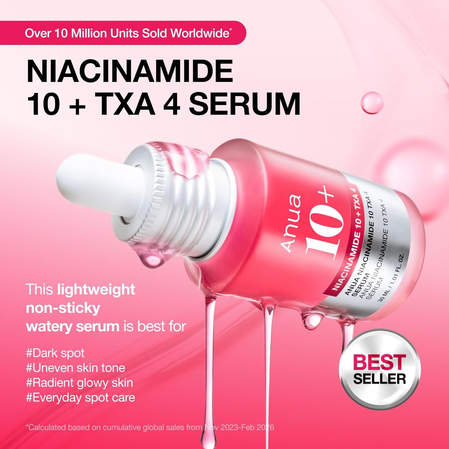 HotAnua Niacinamide 10 + TXA 4 Serum, Dark Spot Care, Hyaluronic Acid, Tranexamic Acid, Lightweight & Hydrating All-in-One Daily Facial Serum for Glass Skin, Korean Skincare, 1.01 fl.oz
