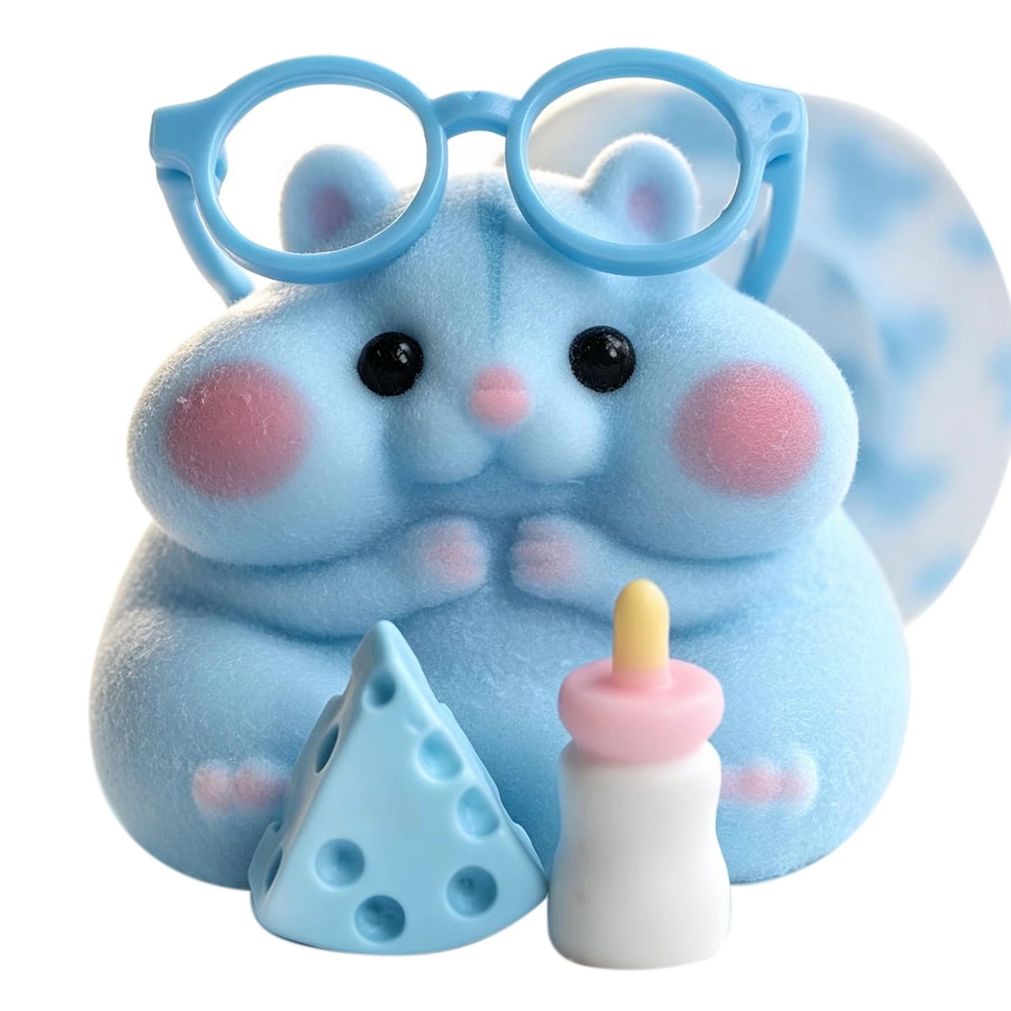 HotHandmade Taba Squishy Hamster Toy, Cute Squishy Stress Relief Fidget Toy | CUTE SQUEEZE Soft Non-toxic Silicone Cheese Butter Dumpling Squishy, Fuzzy Animal Sensory Toys for Kids Adults, Blue