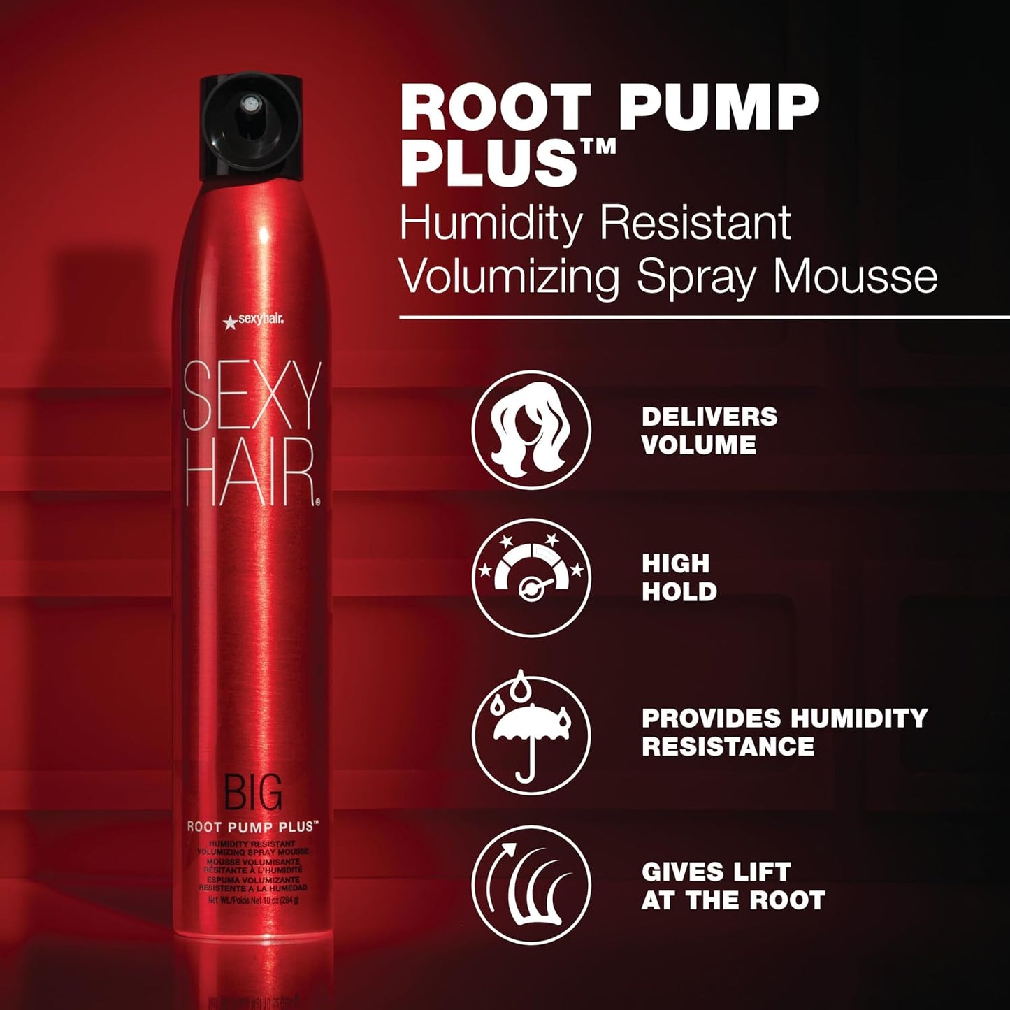 HotSexyHair Big Root Pump Plus Volumizing Spray Mousse | Volume with High Hold | Up to 72 Hour Humidity Resistance