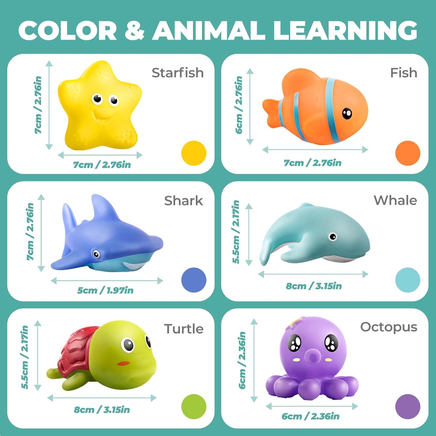 HotHely Cancy Infant Bath Toys for 18 Months - No Hole Animal Bathtub Toys, Baby Bath Tub Toys
