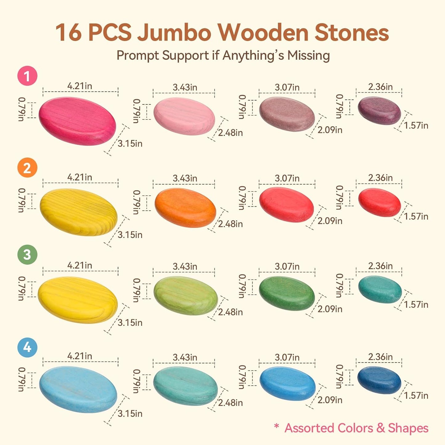 Hot OESSUF Extra-Large Stacking Rocks for Toddlers 1-3, 16 PCS Wooden Montessori Toys, Safe Smooth Jumbo Balancing Stones for Open-Ended Sensory Play, STEM Building Blocks for Boys & Girls
