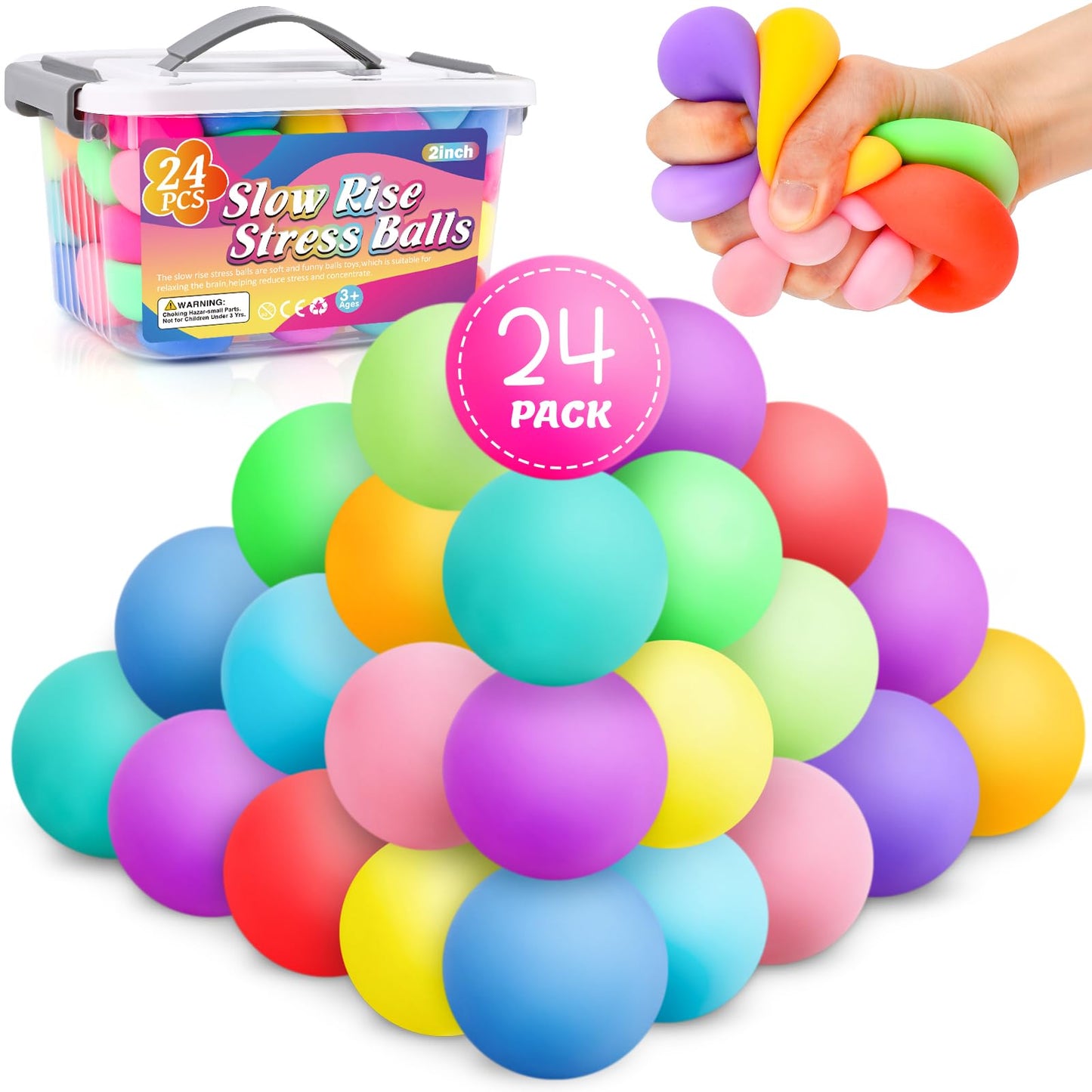Hot12 Pack Slow Rising Stress Ball,Stress Balls for Kids Adults,Stretchy Fidget Toys for Stress Relief,Hand Therapy Sensory Squishy Ball, Squishy Toys for Kids, Classroom Prize Box Party Favors
