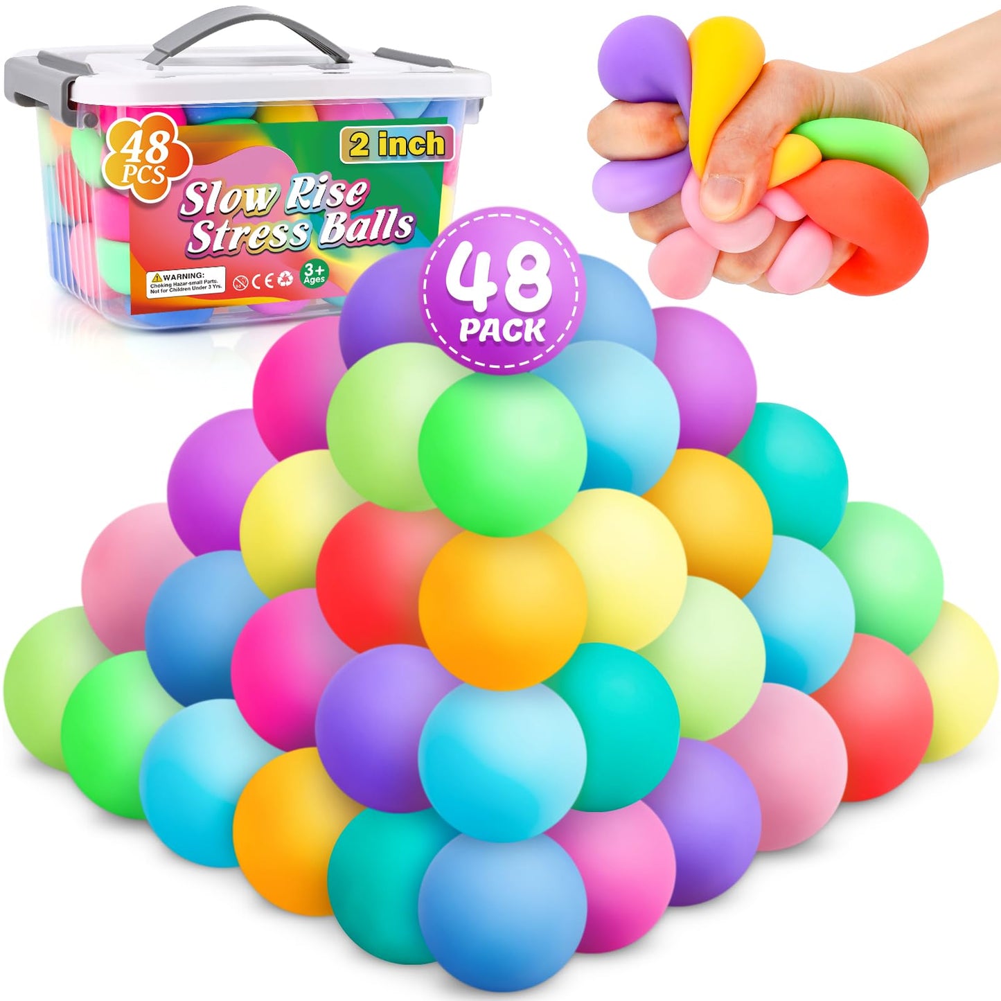 Hot12 Pack Slow Rising Stress Ball,Stress Balls for Kids Adults,Stretchy Fidget Toys for Stress Relief,Hand Therapy Sensory Squishy Ball, Squishy Toys for Kids, Classroom Prize Box Party Favors