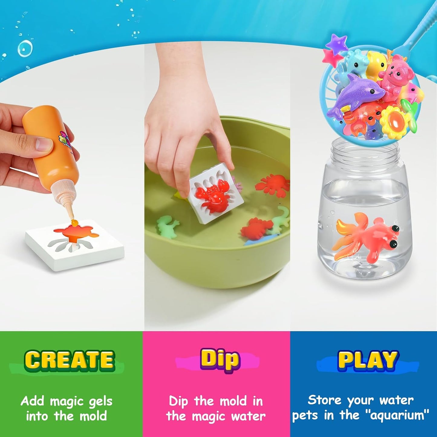 Hot Coodoo Magic Water Elf Toy Craft Kits, Aqua Fairy Water Gel DIY Squishies Squishy Maker Toddler Kids Toys for Girls Boys Toys Birthday Gifts, Art Supplies Arts and Crafts for Kids Ages 4-6 4-8 8-12