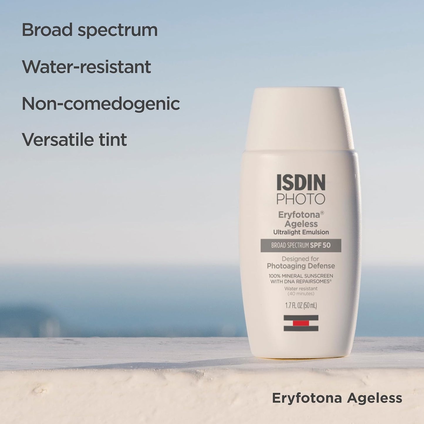 HotISDIN Eryfotona Ageless Tinted Mineral Face Sunscreen SPF 50, Zinc Oxide | Anti-Aging, 100% Mineral UV Filters, Ultralight Emulsion, Suitable for Sensitive Skin, Dermatologist Recommended