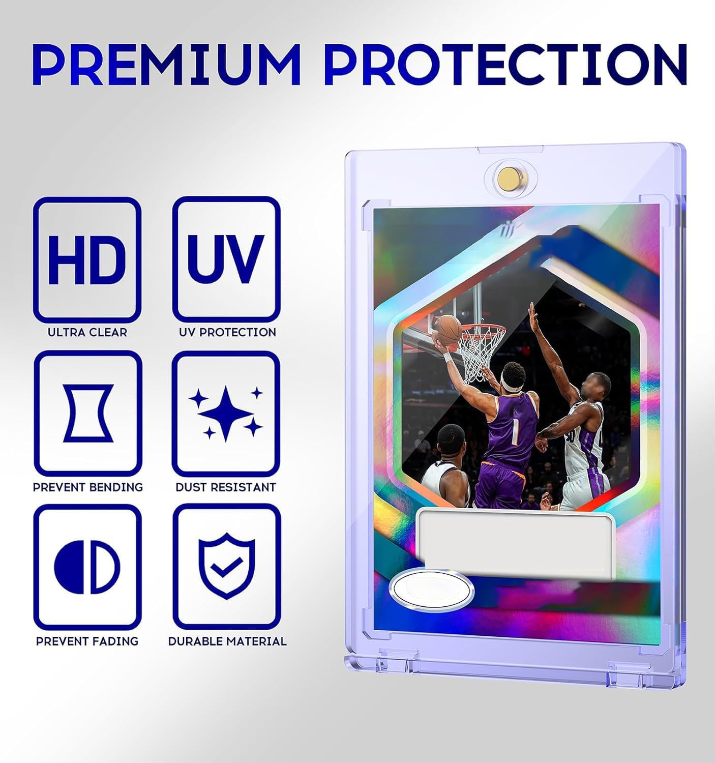 Hot50ct Magnetic Card Holder, 35pt One Touch Card Holder, U-V Protectors Hard Plastic for Trading Cards, Magnet Case, Sports, Game, Football, Baseball