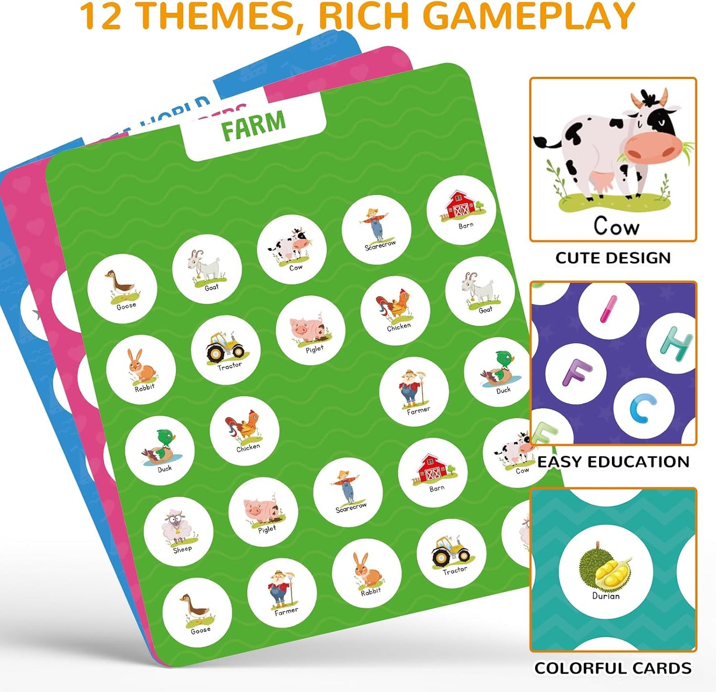 HotMatching Memory Game for Kids Age 3 4 5 6 7 8 Year Old, Travel Toy for Boys Girls, Wooden Board Game, Road Trip Essentials for Toddler, Airplane/ Car/ Camping Activity, Ideal Christmas, Birthday Gifts