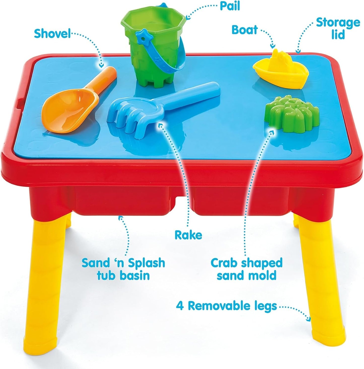 HotToddler Sensory Kids Table with Lid | Sensory Bin | Kidoozie | Mega Block Compatible Lid | Indoor Outdoor Use , Red, G02521 17 x 12.5 x 11 inches