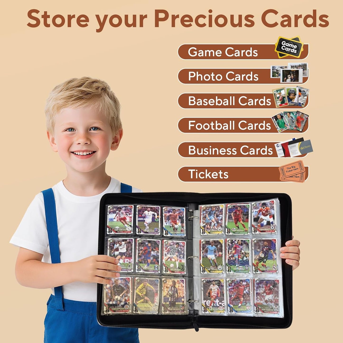 Hot Baseball Card Binder 9 Pocket, 1080 Pockets Trading Card Binder with Zipper, Portable Collector Card Album Storage Organizer for Sports Cards, Game Cards, Gifts for Kids