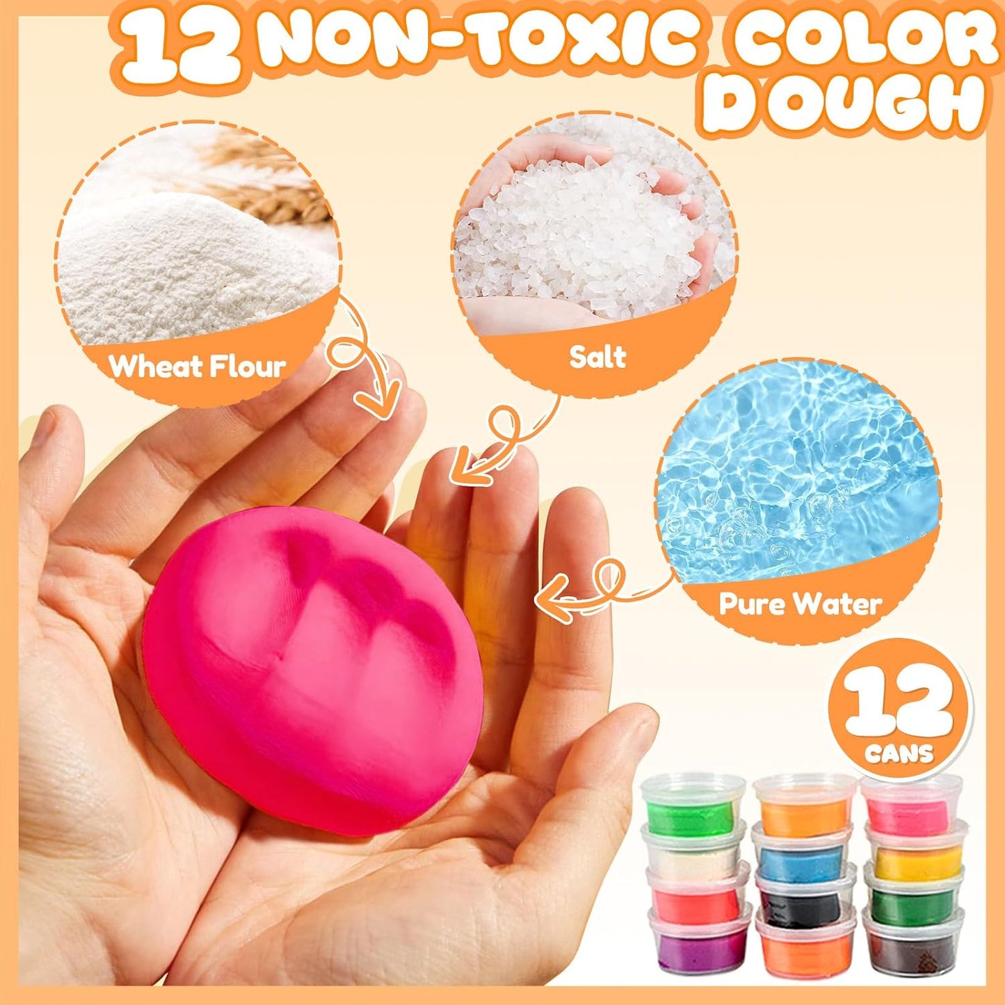 Hot Crelloci 3 in 1 Color Dough Kitchen Creations Set, Ice Cream Spaghetti Burger Maker Machine, Art Crafts Food Modeling Toys, Accessories Tools Kit for Boys Girls Kids Toddlers Ages 3+ (12 Colors Dough)
