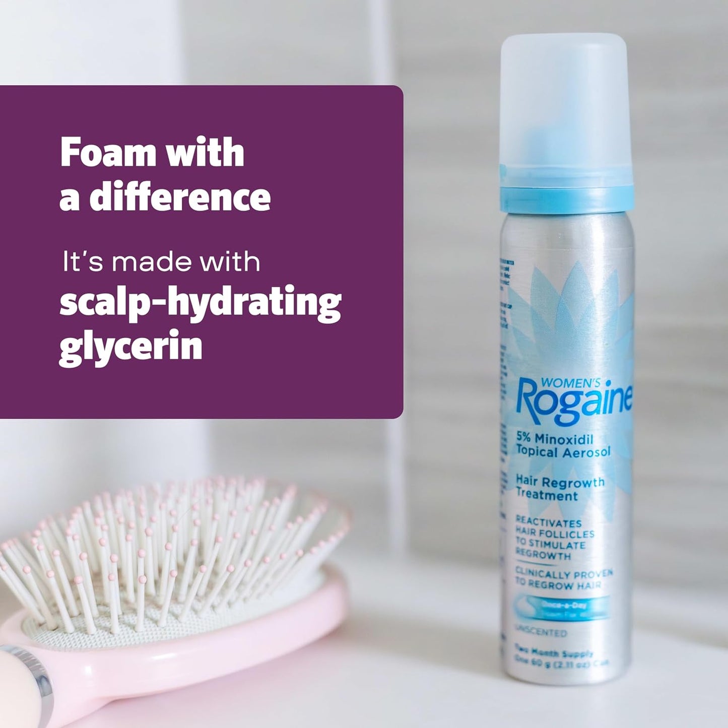 HotWomen's Rogaine Hair Growth Foam, 5% Topical Minoxidil, 4 Mo, 2x 2.11 Oz