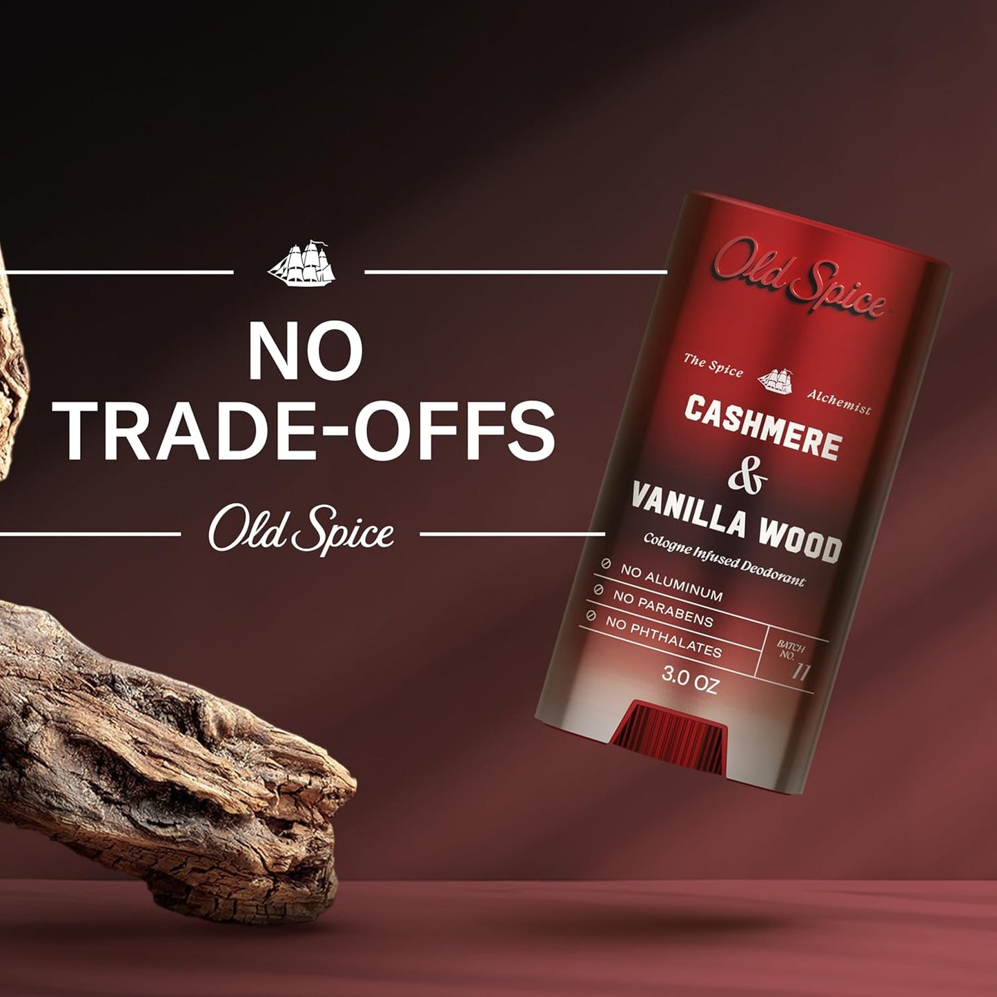 HotOld Spice Aluminum Free Deodorant for Men, The Spice Alchemist Collection, 24/7 Cologne Infused Scent, No Trade Off Formula, Free of Parabens & Phthalates, Cashmere + Vanilla Wood Scent, 3.0 oz