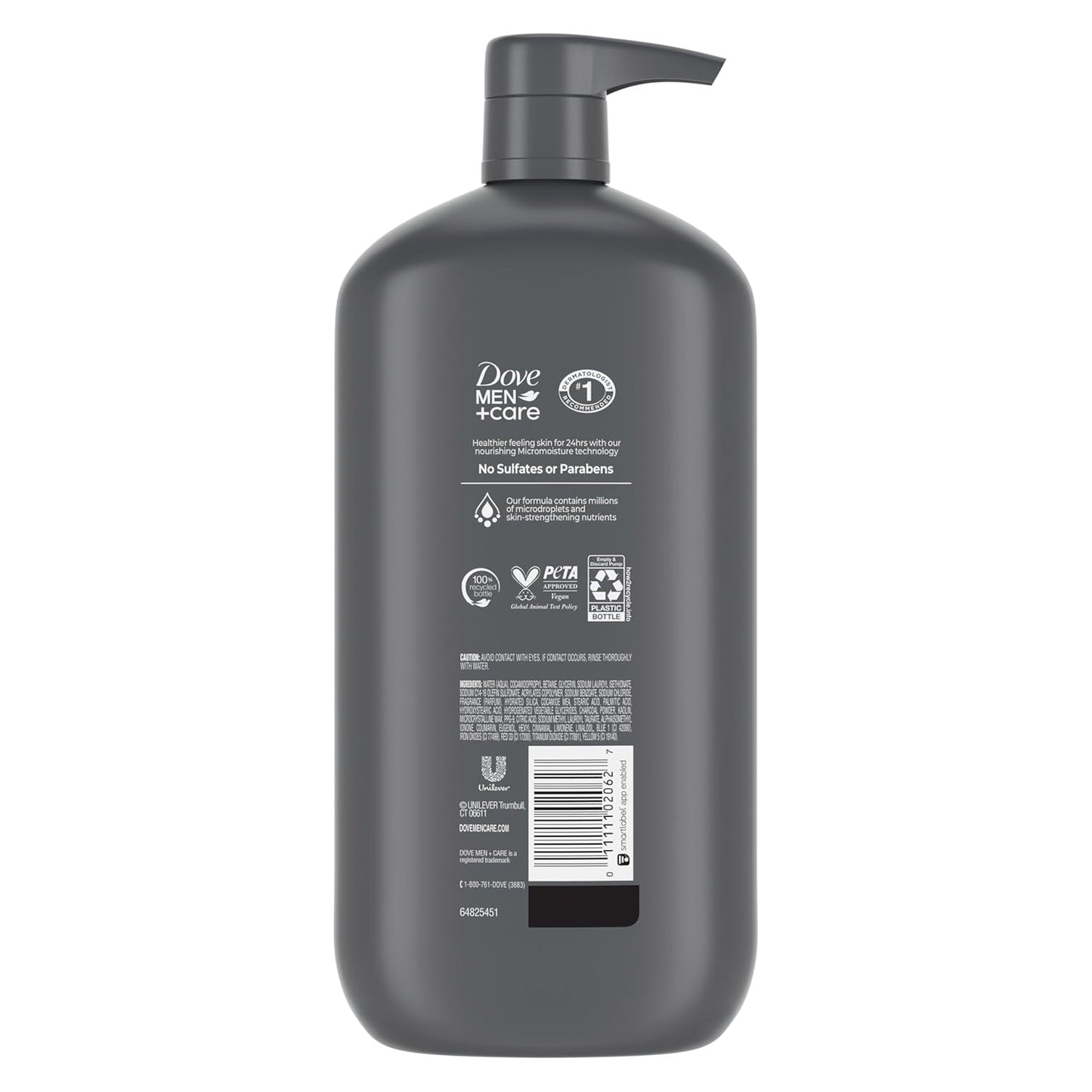 HotDOVE MEN + CARE Body and Face Scrub for Men, Charcoal Body Wash, 30 oz
