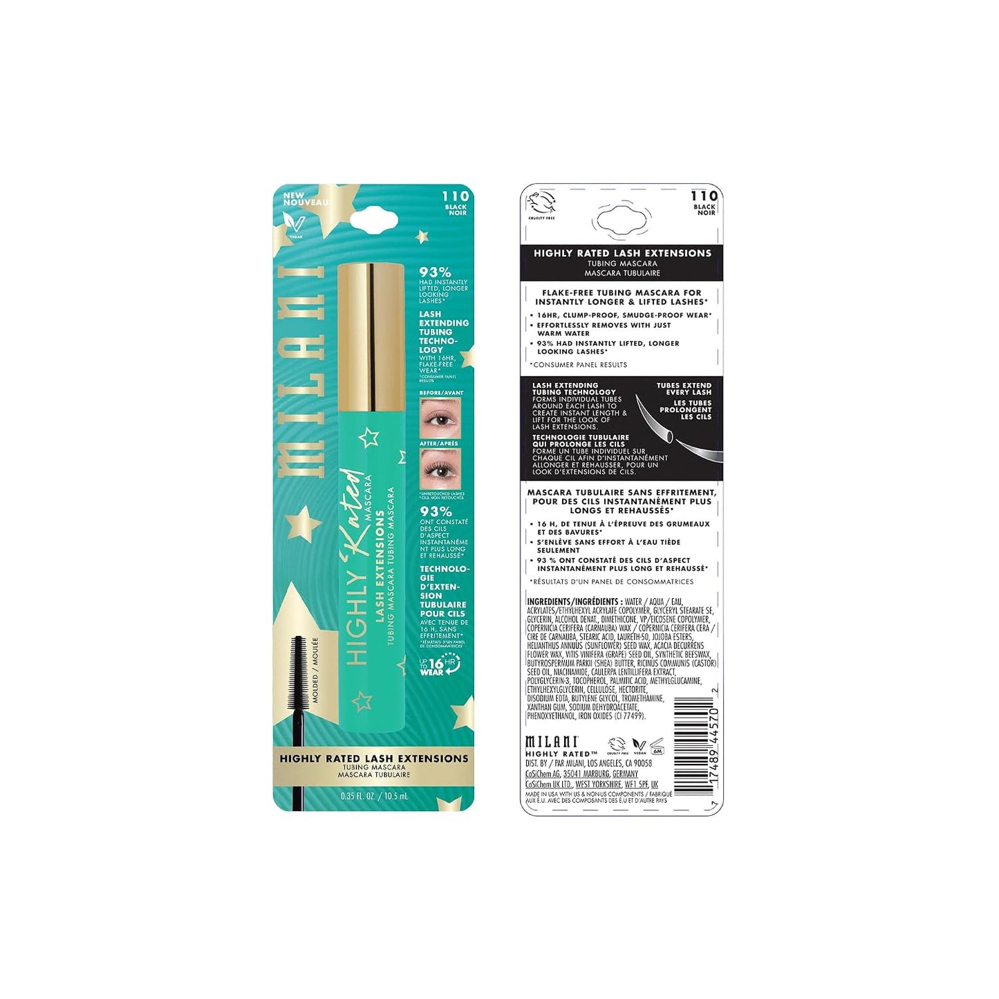 HotMilani Tubing Mascara | Highly Rated Mascara - Black | Length and Lift | Shea Butter to Nourish and Condition Lashes