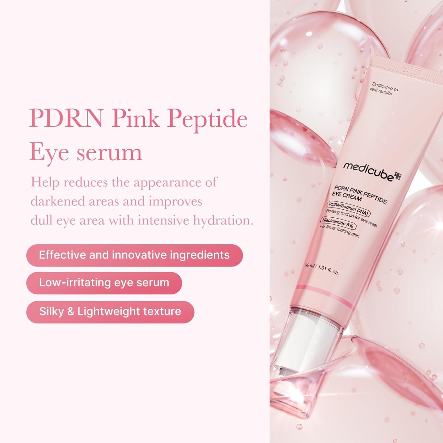 Hotmedicube Eye Serum with Salmon DNA PDRN & Pink Peptides | 99% Purity Retinol for Fine Lines | PDRN & Niacinamide for Uneven Skin Tone | Korean Skincare, 1.01 fl.oz