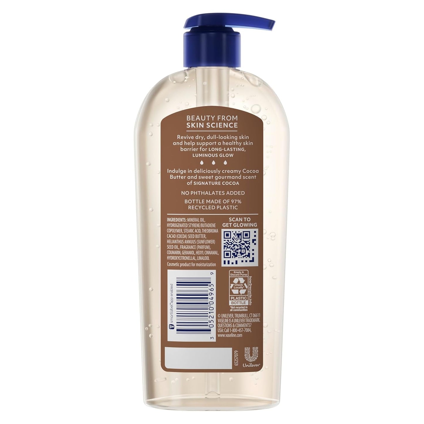 HotVaseline Intensive Care Cocoa Radiant Body Gel Oil with 100% Pure Cocoa Butter, 12 oz