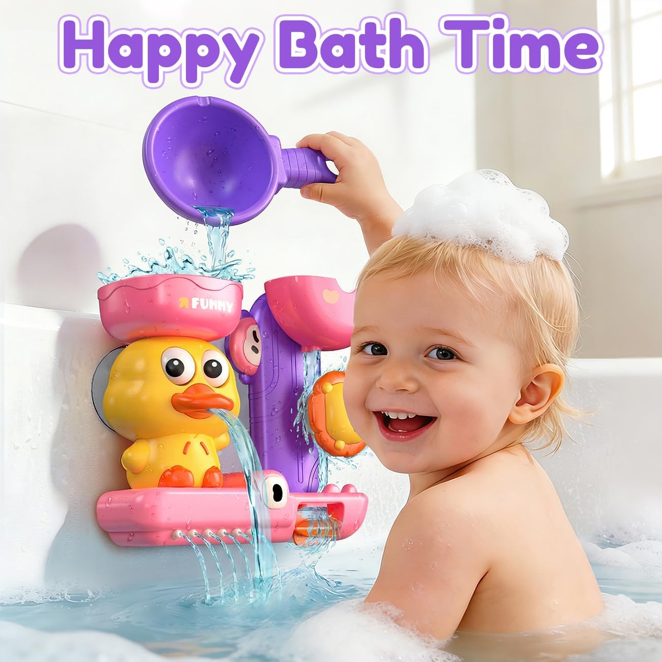 Hot Bath Toys for Kids Ages 1-3: Toddler Bath Toys for 1 2 3 Year Old Girl Gifts - Pink Bathtub Toy for Toddlers 2-4 - Baby Girl Gifts 12+ Months
