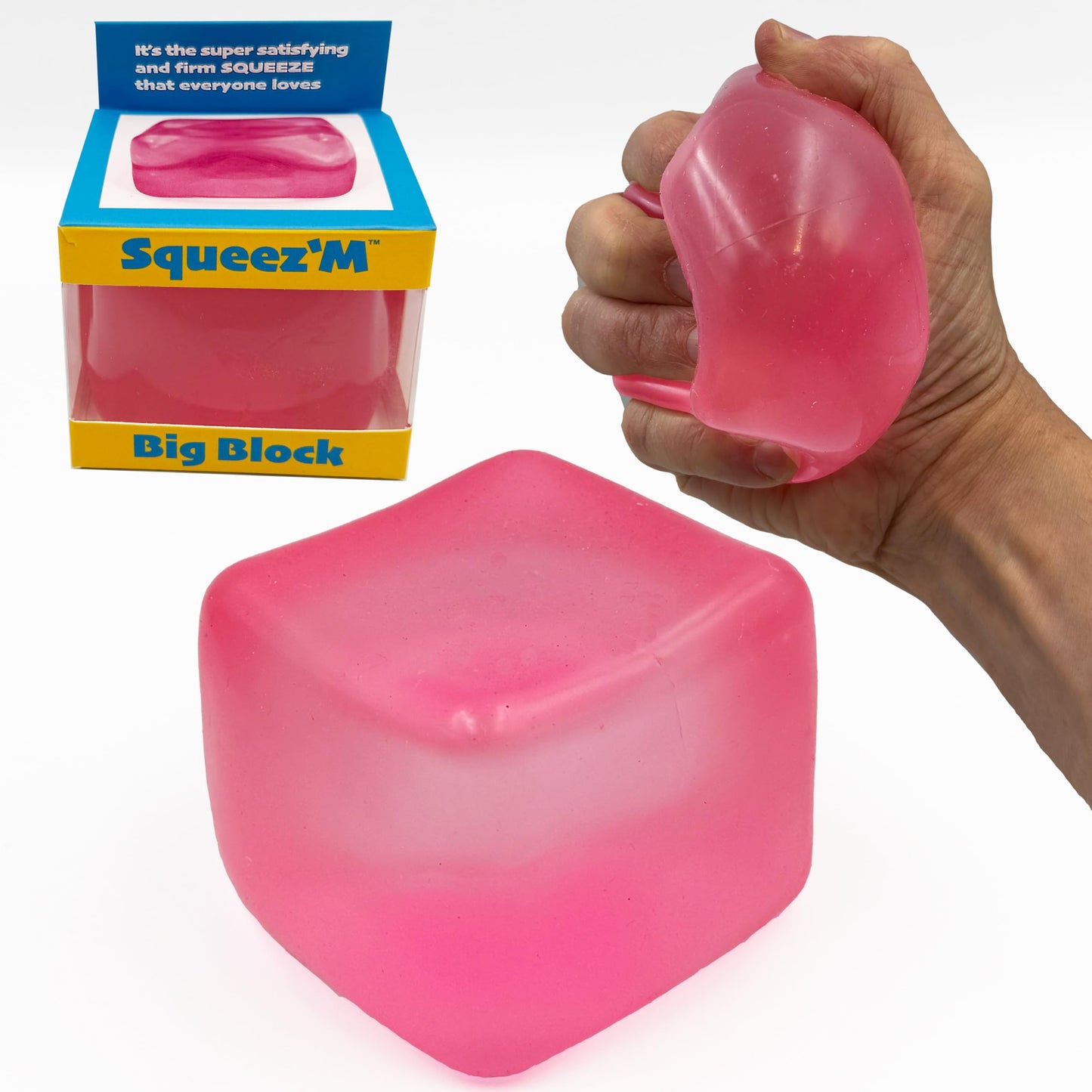 HotOriginal Big Block Premium Stress Cube, Squishy Fidget Toy, Kids & Adults | Non-toxic ASTM certified, US family-owned, easy replacement, jumbo sensory squeeze cube for stress relief & focus