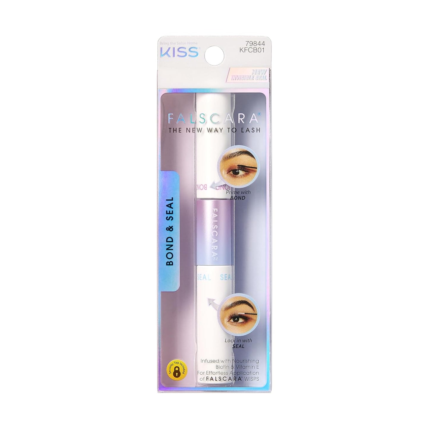 HotKISS Falscara DIY Eyelash Extension Bond & Seal Infused with Biotin & Vitamin E – Strong Gentle Comfortable Lash Adhesive for All Day Wear For Use With Falscara Lash Wisps, Remover, and Applicator