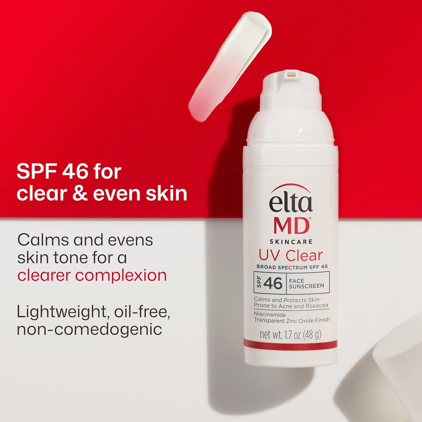 HotEltaMD UV Clear Face Sunscreen SPF, Oil-Free Sunscreen with Zinc Oxide, Dermatologist Recommended