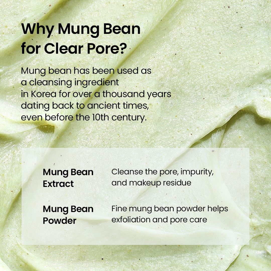 Hotbeplain Mung Bean pH-Balanced Cleansing Foam | Daily Hydrating Vegan Cleanser for Sensitive Skin | Non-Stripping Deep Pore Cleanser | Korean Skincare | 5.4 fl.oz
