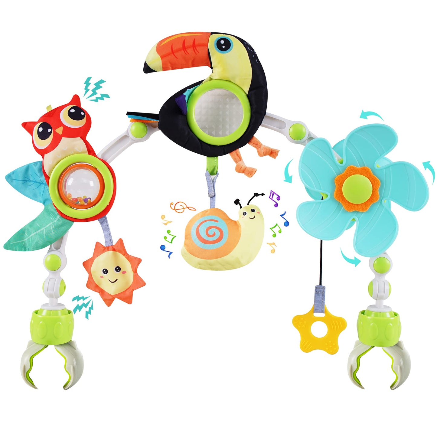 HotLynncare Adjustable Arch Bassinet Toys for Infant & Toddlers, Stroller Arch, Baby Crib Toys with Fascinating Hanging for Stimulating Baby’s Senses and Developing Motor Skills