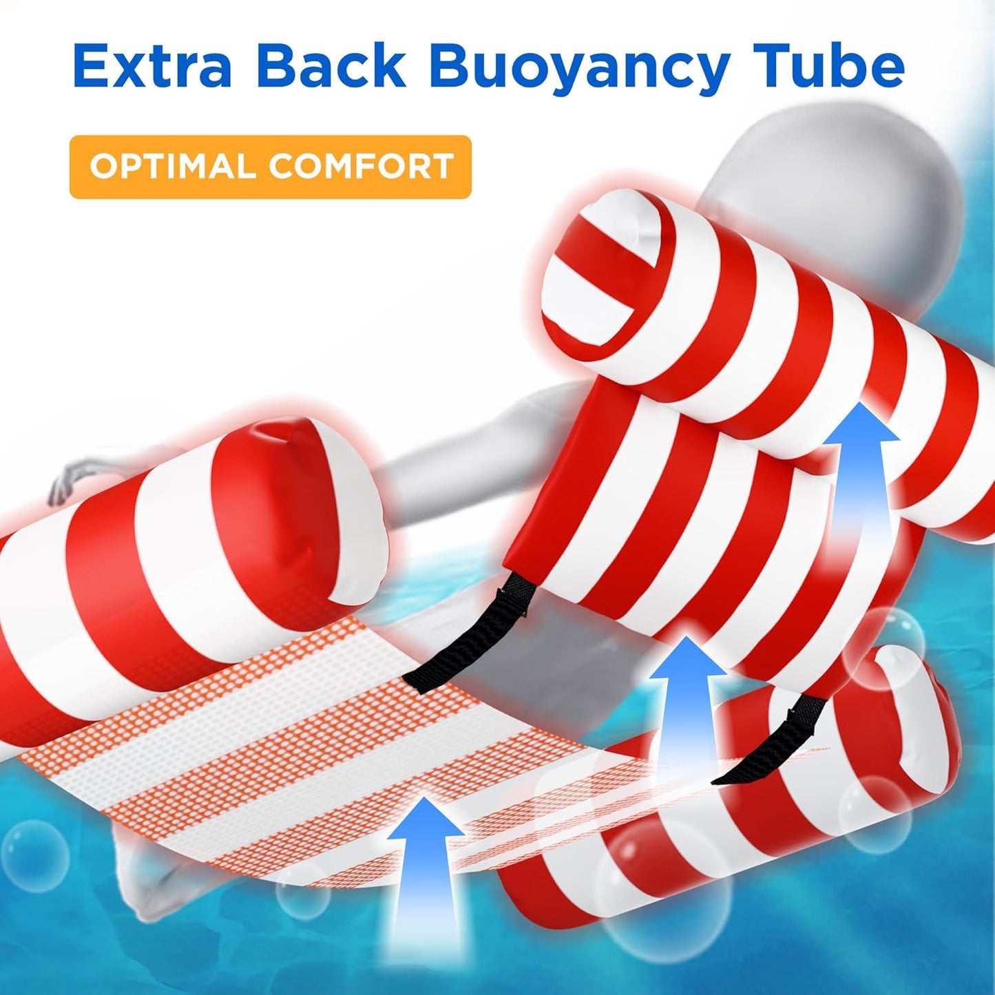 Hot Funscape Pool Floats Chairs Adult, 2pcs Kids Inflatable Pool Lounges-Stripe | Swimming Pool Fabric Floating Hammock Seat, Heavy Duty Blow Pool Noodle Lake Raft Floaties, Fun Summer Beach Water Party Game