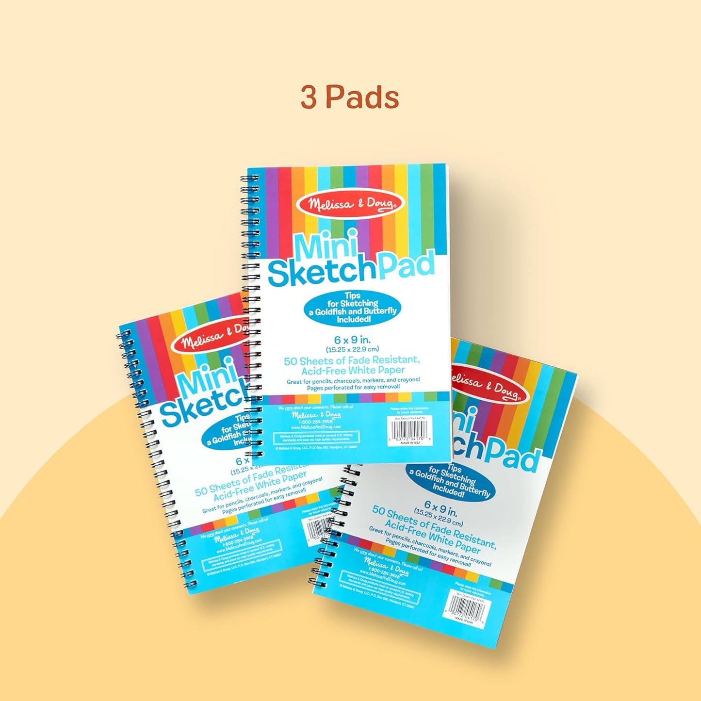 HotMelissa & Doug Drawing Paper, Sketch Pad, 3-Pack Bundle for Coloring, Writing or Painting (6 x 9 inches) - 50 Sheets Each, Kids Drawing Pad & Art Supplies for Kids Ages 3+