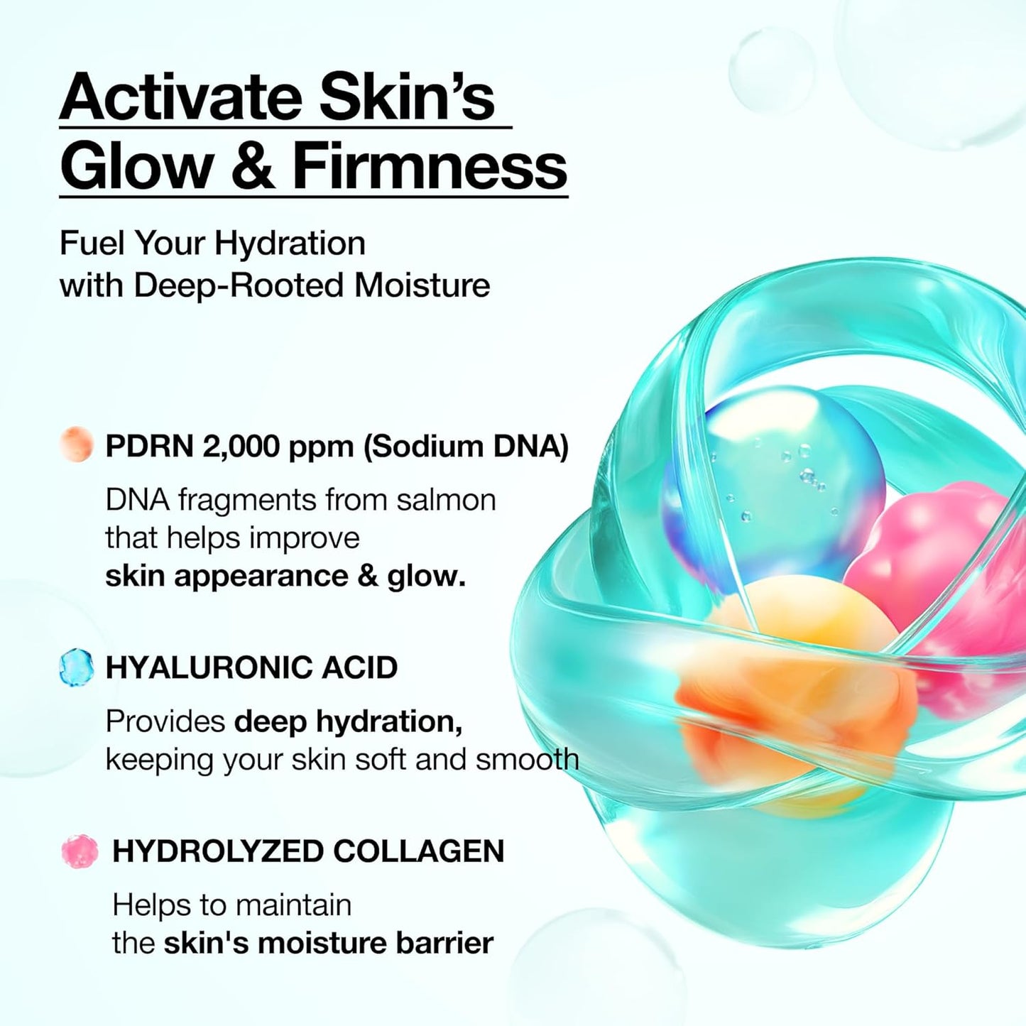 HotANUA PDRN Collagen Glow Facial Serum Spray, Hydrating Face Mist, Hyaluronic Acid, dewy glass finish, All Skin Types, Instant Plumping Hydration, Firming Care, Korean Skincare, 1.01 fl oz