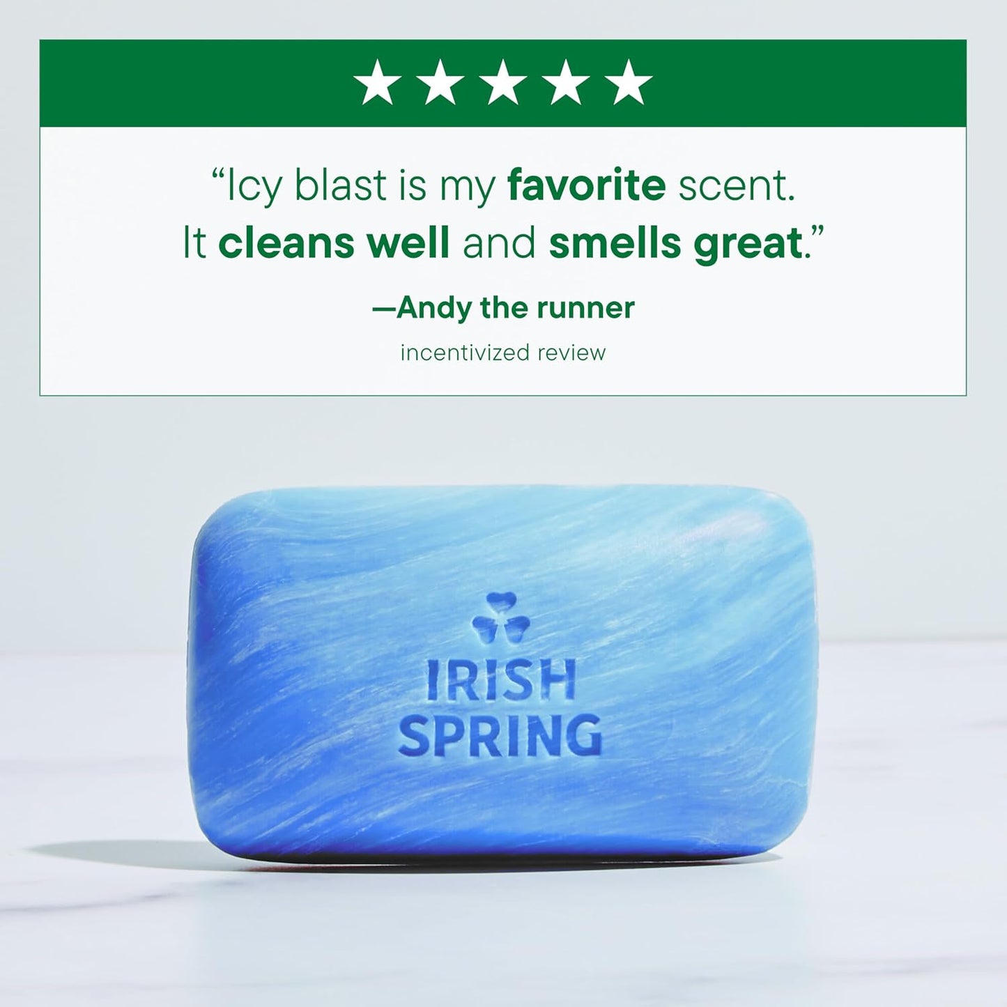 HotIrish Spring Icy Blast Bar Soap for Men, Mens Soap, Smell Fresh and Clean 12 Hours, Men Bars Washing Hands Body, Mild Skin, Recyclable Carton, 24 Pack, 3.7 Oz