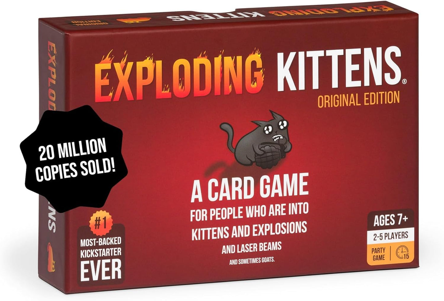 HotExploding Kittens Original Edition: 2-5 Players - Ages 7+ Family Card Game | Draw cards, betray your friends, and try not to explode! Great for family game nights, parties, travel, quick 15-minute play.