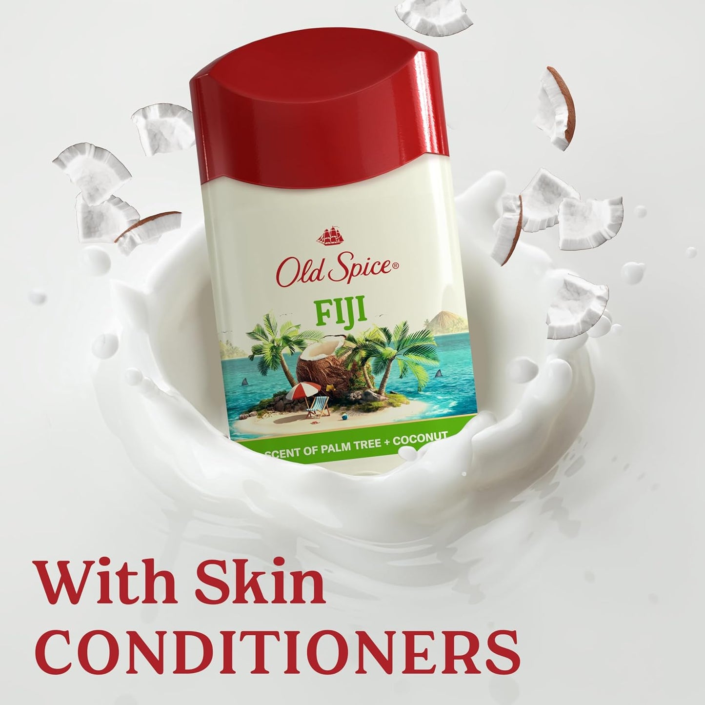 HotOld Spice Dry Feel Antiperspirant Deodorant for Men, 24/7 Freshness, 24/7 Sweat & Odor Protection, Gentle on Skin with Skin Conditioners, Fiji with Palm Tree + Coconut Scent, 2.6 oz (Pack of 3)