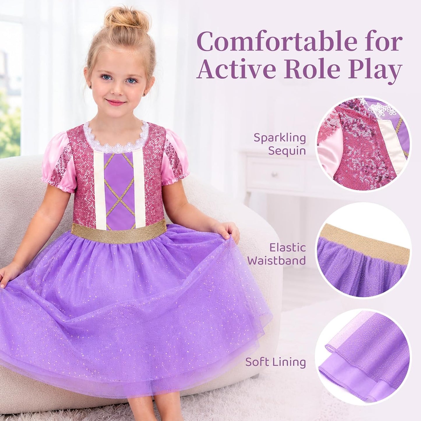Hot Meland Princess Dress Up for Girls Age 3 4 5 6, Dress Up Clothes with Shoes Toy, Birthday Christmas Gift for Toddler Girls