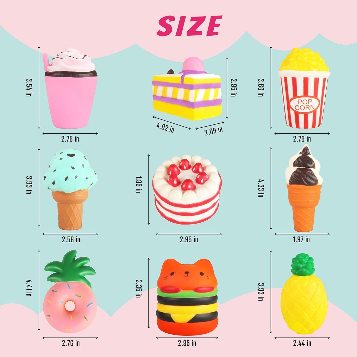 Hot Slow Rising Jumbo Squishies Toys Set - 9 Pack Soft Kawaii Squishy Hamburger Popcorn Cake Ice Cream Donut Stress Relief Squeeze Toy for Boys and Girls