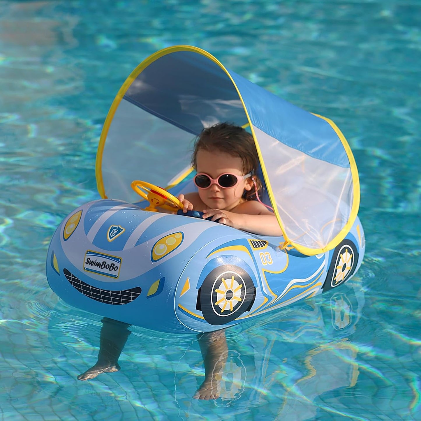 Hot Toddler Float Inflatable Baby Swim Float with Canopy and Seat Pool Toys for Kids 3+ Years Old