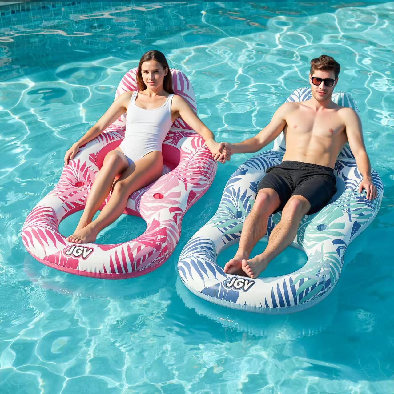 Hot Pool Floats for Adults,Inflatable Chair Lounger Floaties with Drink Holder,Travel Pool Beach Lake Swim Inflatables Water Floating Rafts