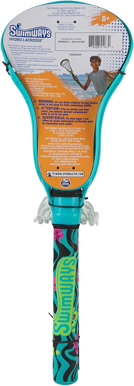 HotSwimWays Hydro Lacrosse Waterproof Lacrosse Set for Ages 5+ | Lightweight, Travel-Friendly Set Includes Ball for On-the-Go Play Anywhere, Encourages Exercise; Boosts Hand-Eye Coordination