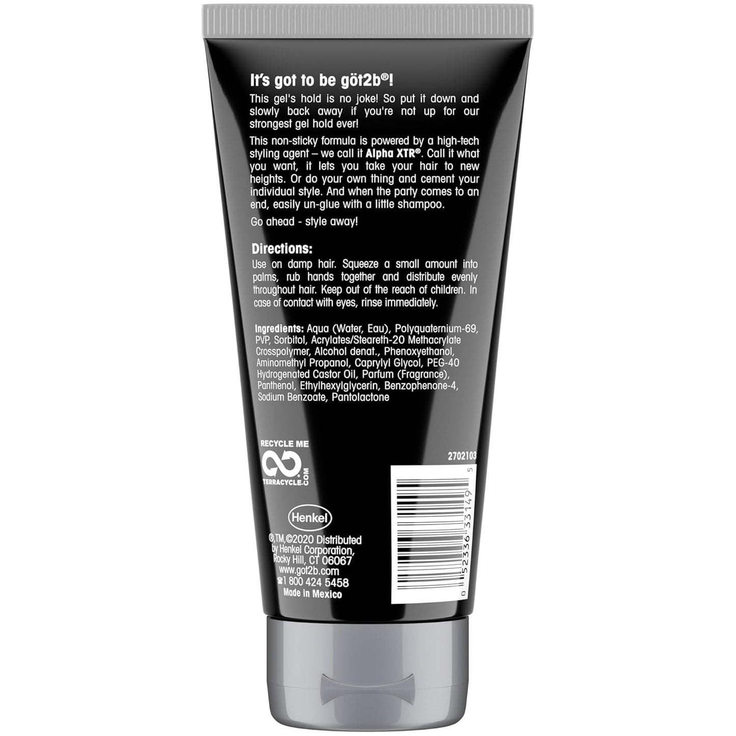 Hotgot2b Ultra Glued Invincible Styling Gel Set, 6 Fl Oz (2-Tube) + 1.25 Fl Oz Travel Size, Hair Gel for Men and Women with Extra Strong Hold, Non-Sticky, No-Flake Formula for Vertical Styles