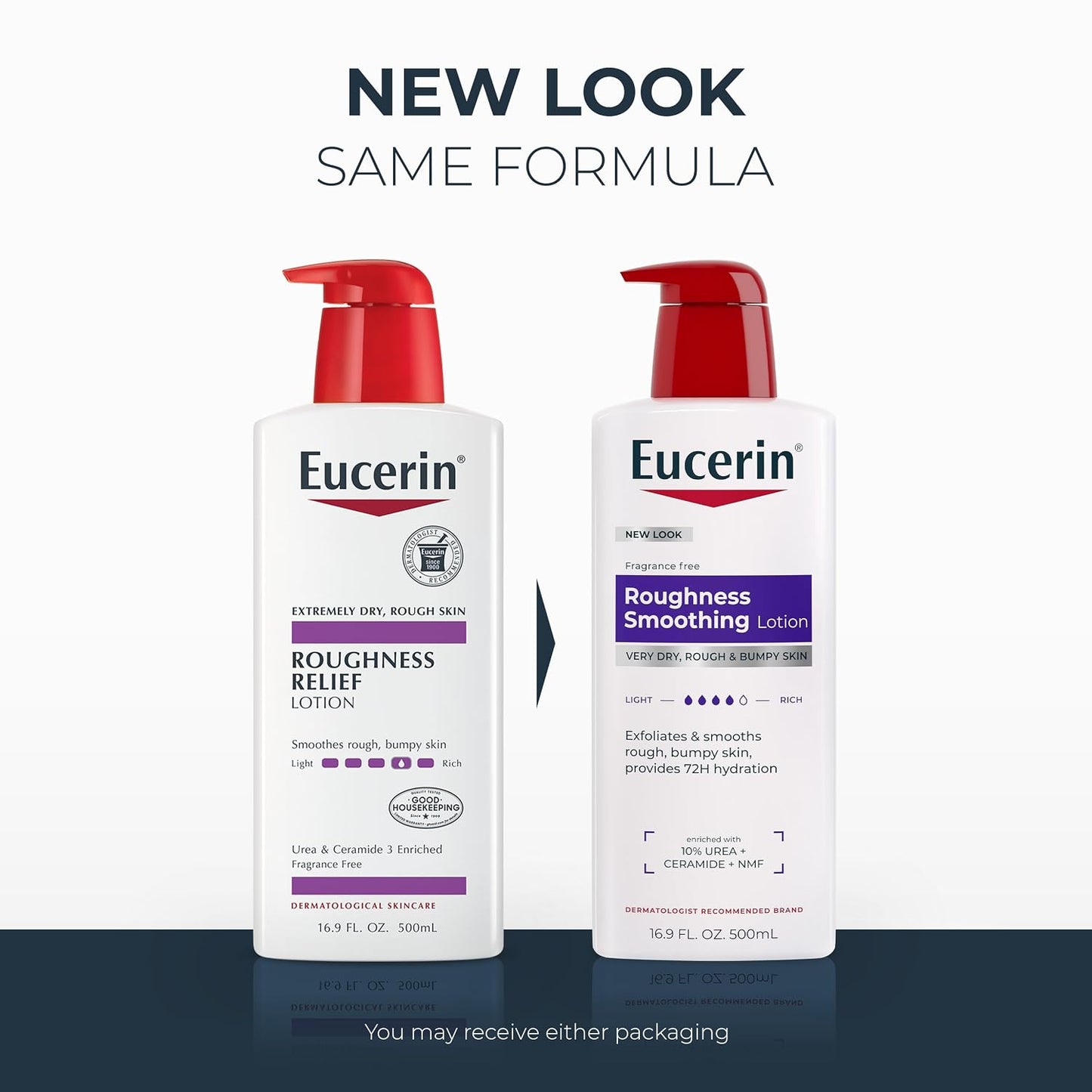 HotEucerin Roughness Smoothing Body Lotion for Dry, Rough Skin, Urea Enriched Body Moisturizer, 16.9 FL OZ Pump Bottle