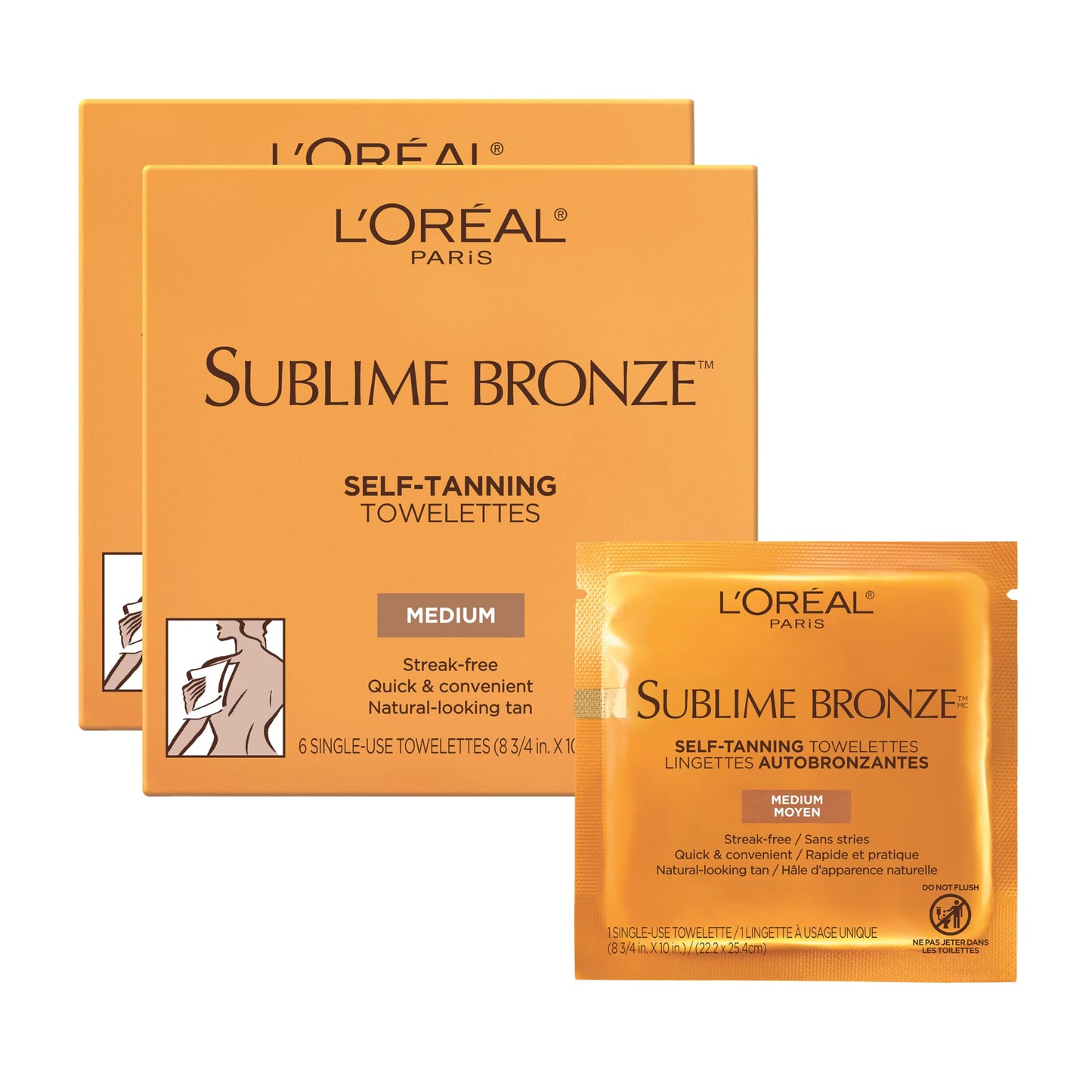 HotL'Oreal Paris Sublime Bronze Self Tanning Towelettes, Streak-Free, Natural Looking Tan, 6 ct